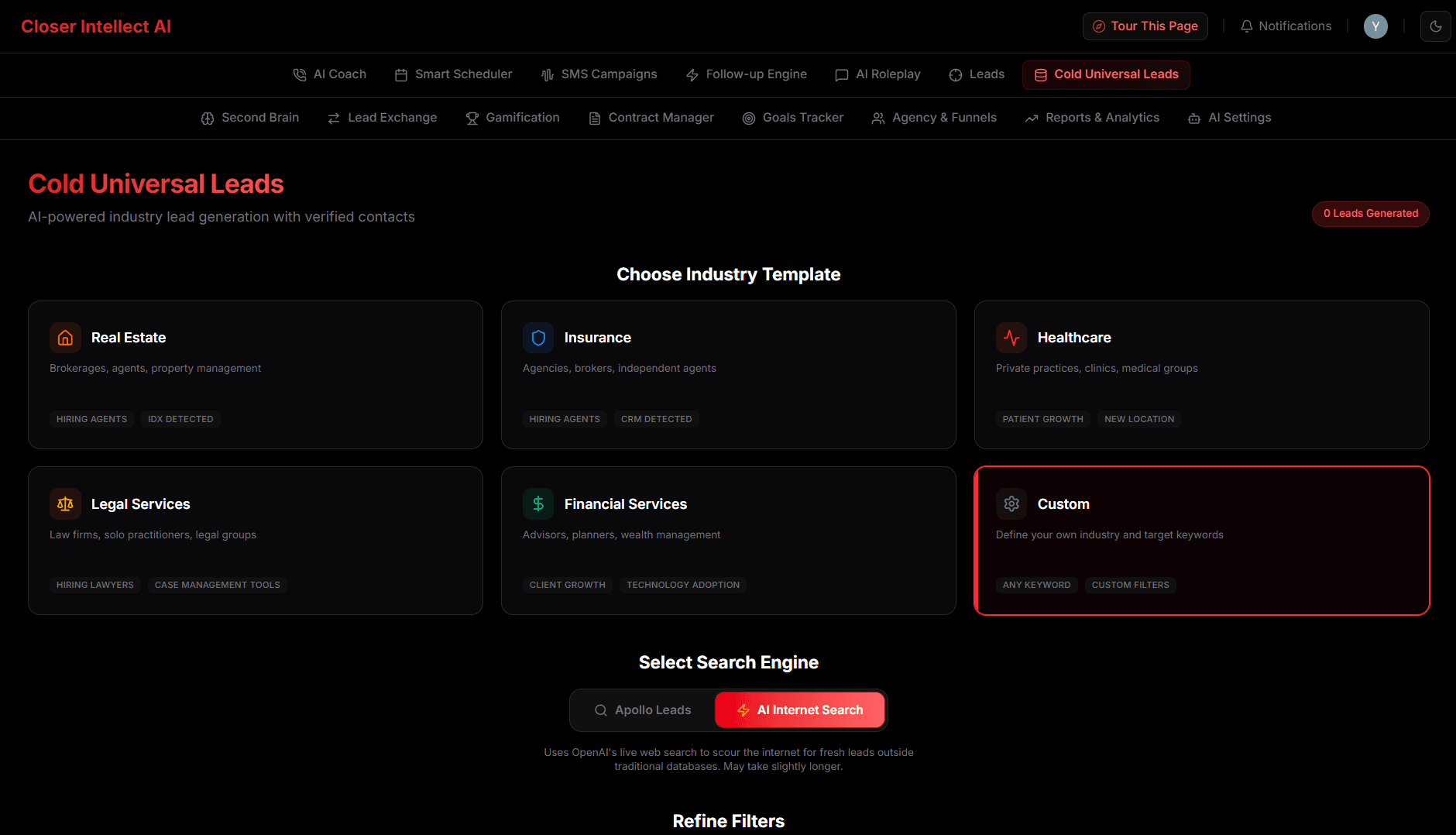 Closer Intellect AI Dashboard Preview
