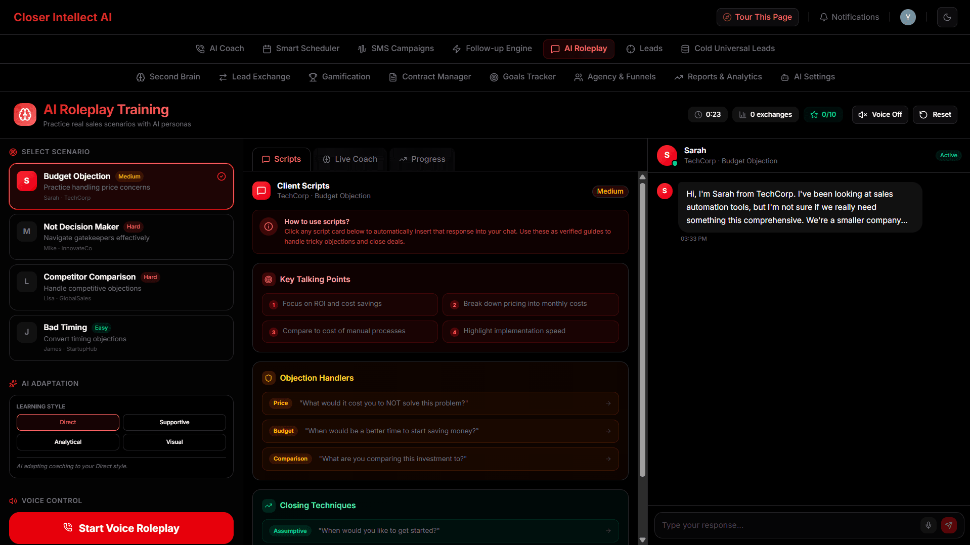 Closer Intellect AI Dashboard Preview